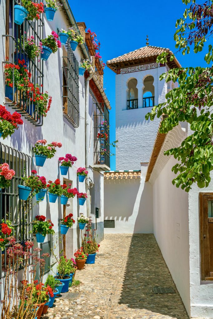 flower-clad lane in the Albaicin 