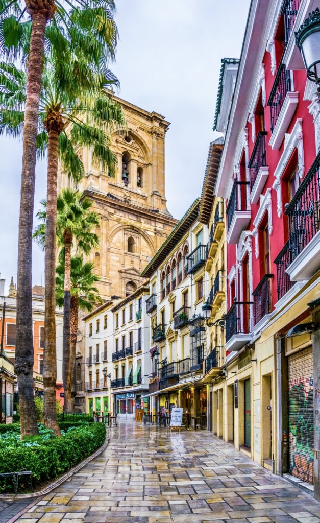 colorful houses near Granada Cathedral 