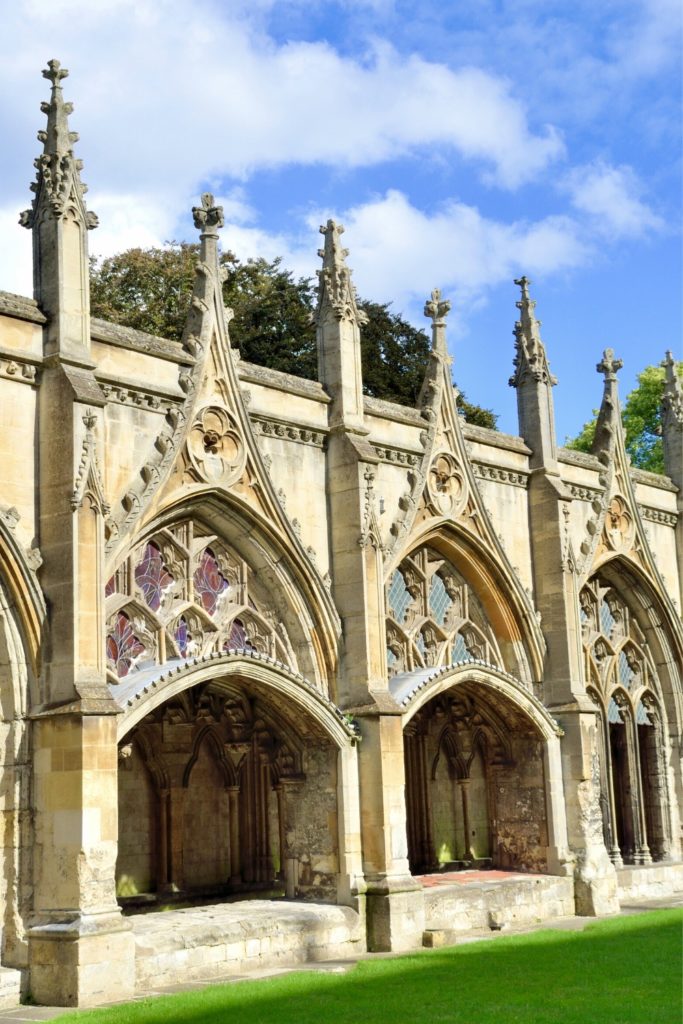 pointy Gothic arches in the cathedral cloister