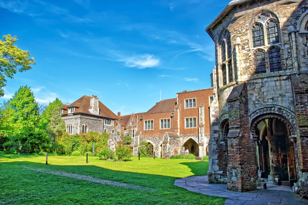 ancient houses next to Canterbury Cathedral 