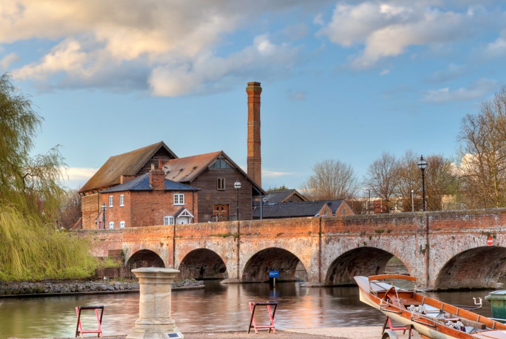 the old mill saw mill and foot bridge in Stratford upon Avon