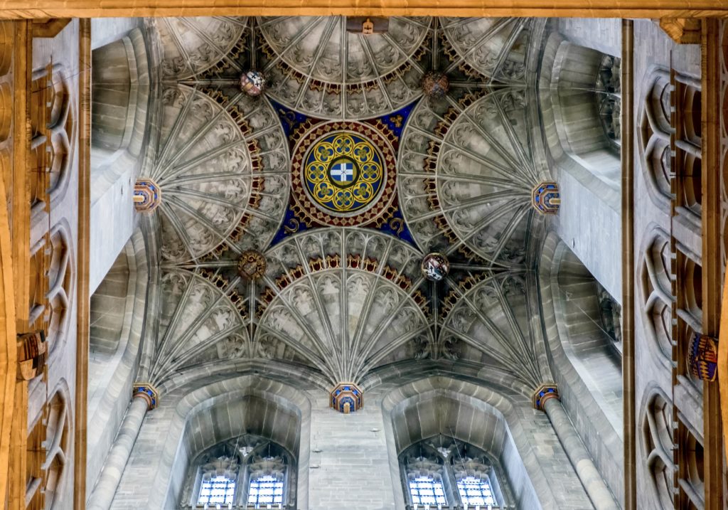 fan ceiling in the crypt of Canterbury Cathedral