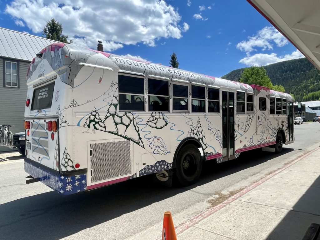 one of the cute Crested Butte shuttle buses