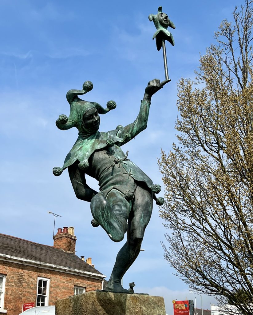 Stratford's jester sculpture