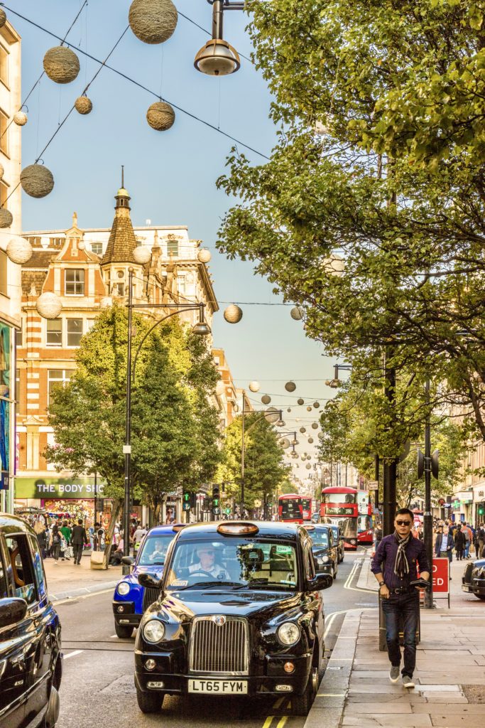 black taxis on Oxford Street