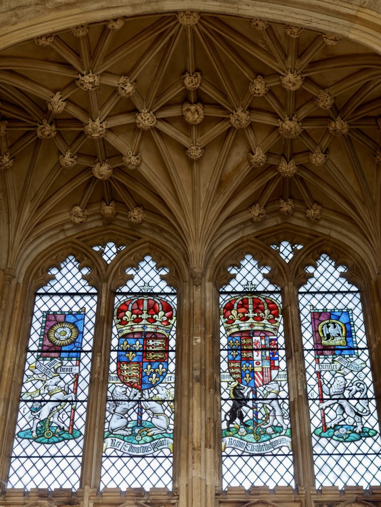 beautiful stained glass windows in the Great Hall