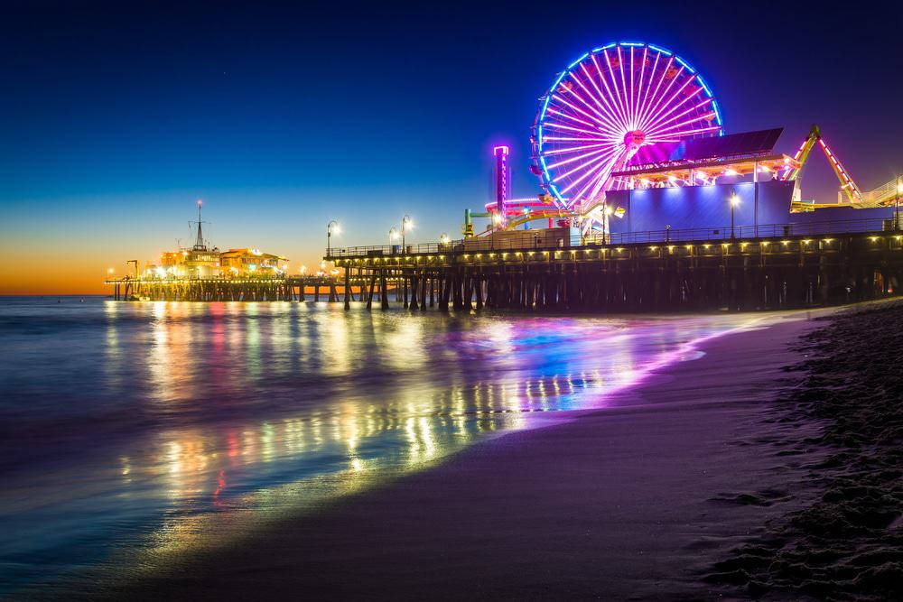 Santa Monica pier at night