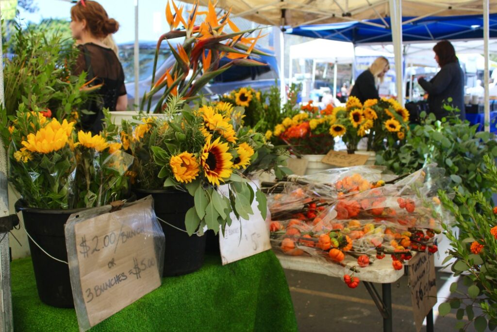 flowers at the La Jolla Farmer's Market