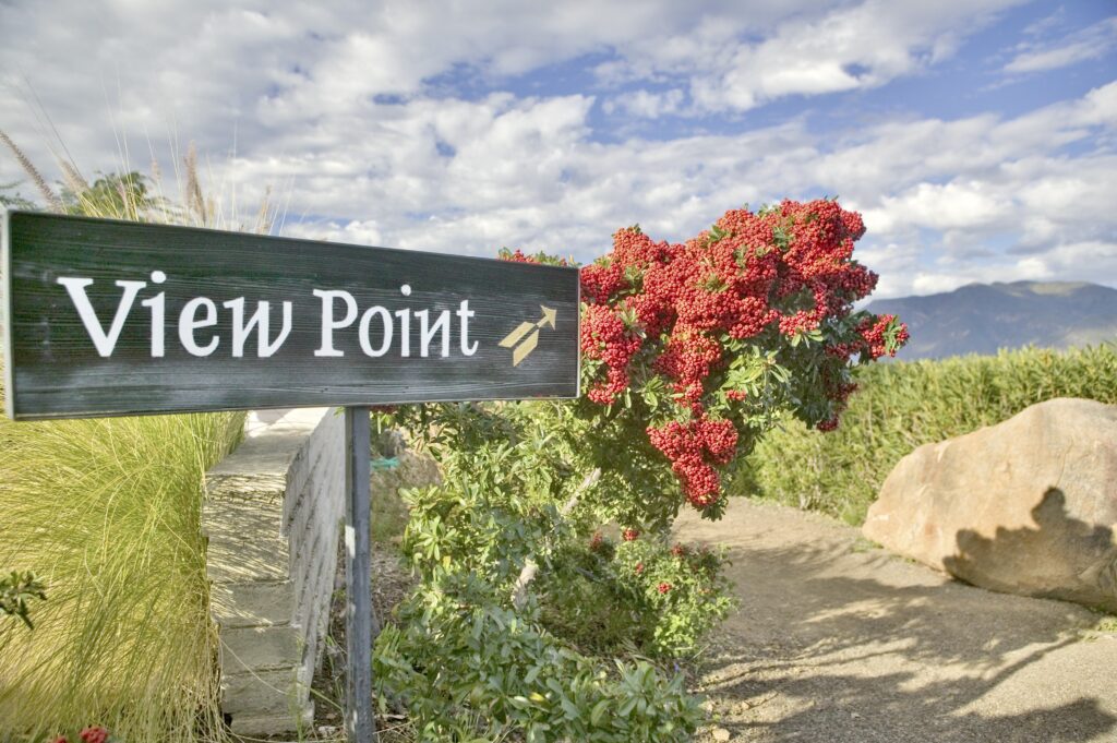 sign at Meditation Mount pointing to valley view of Ojai