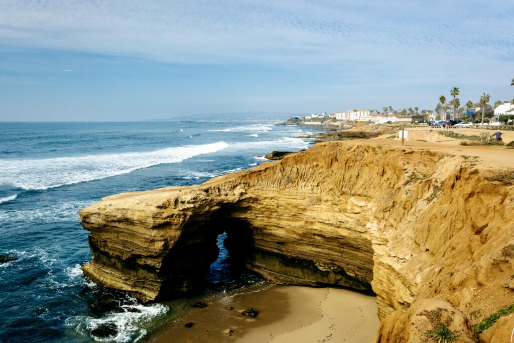 cave and cliffs at Sunset Cliffs Natural Park 