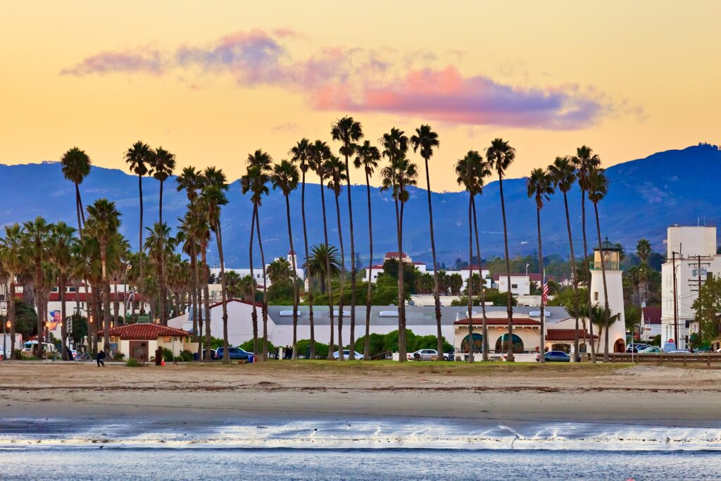 view of Santa Barbara from the Stearn Wharf pier