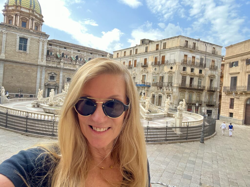 enjoying the views in Piazza Pretoria