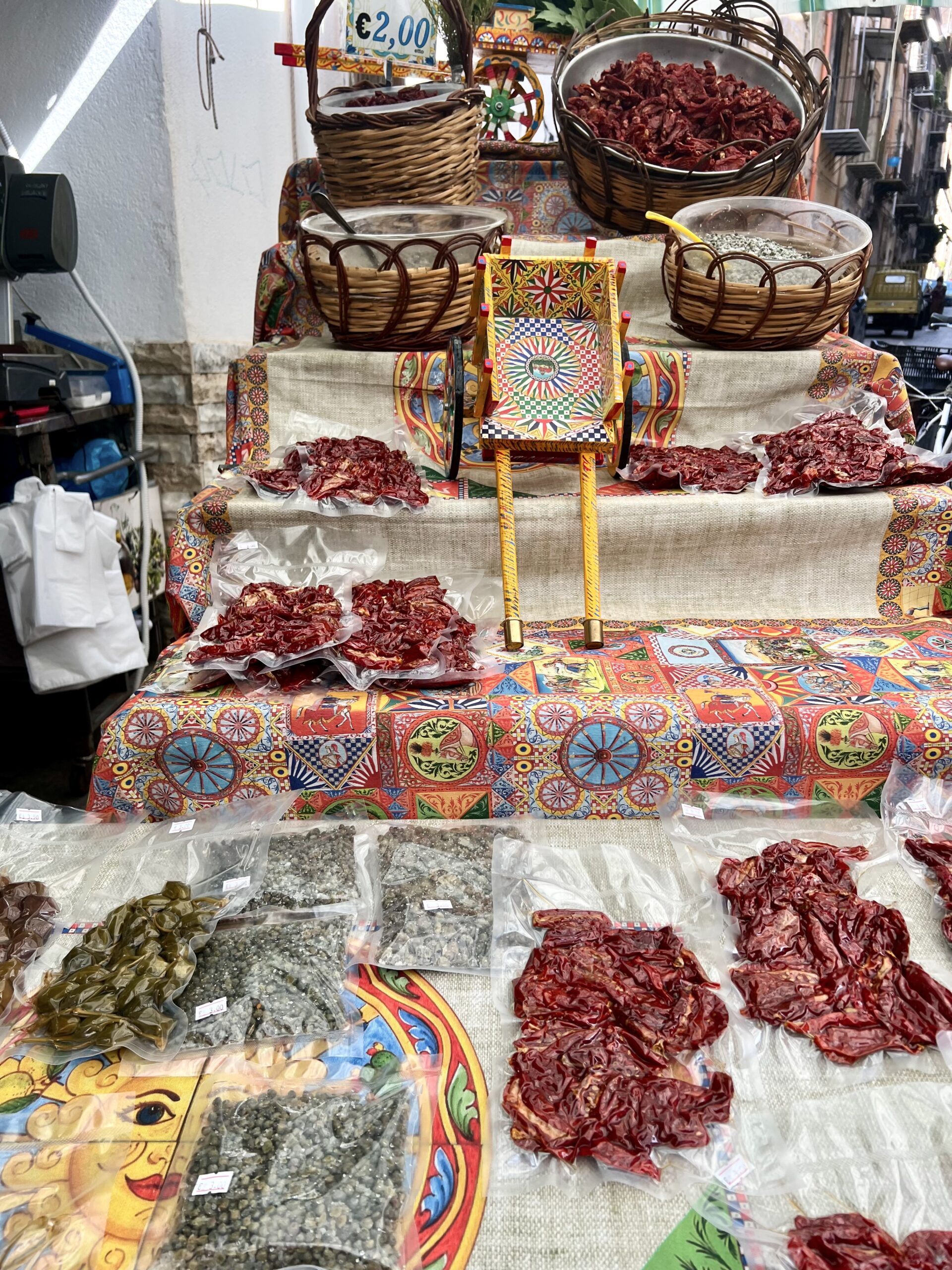 sun dried tomatos in Ballaro Market