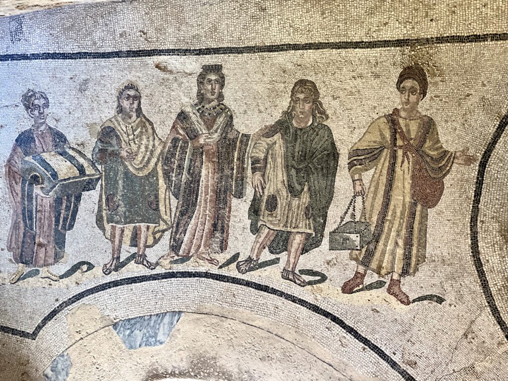 mosaics in the private entrance to the baths