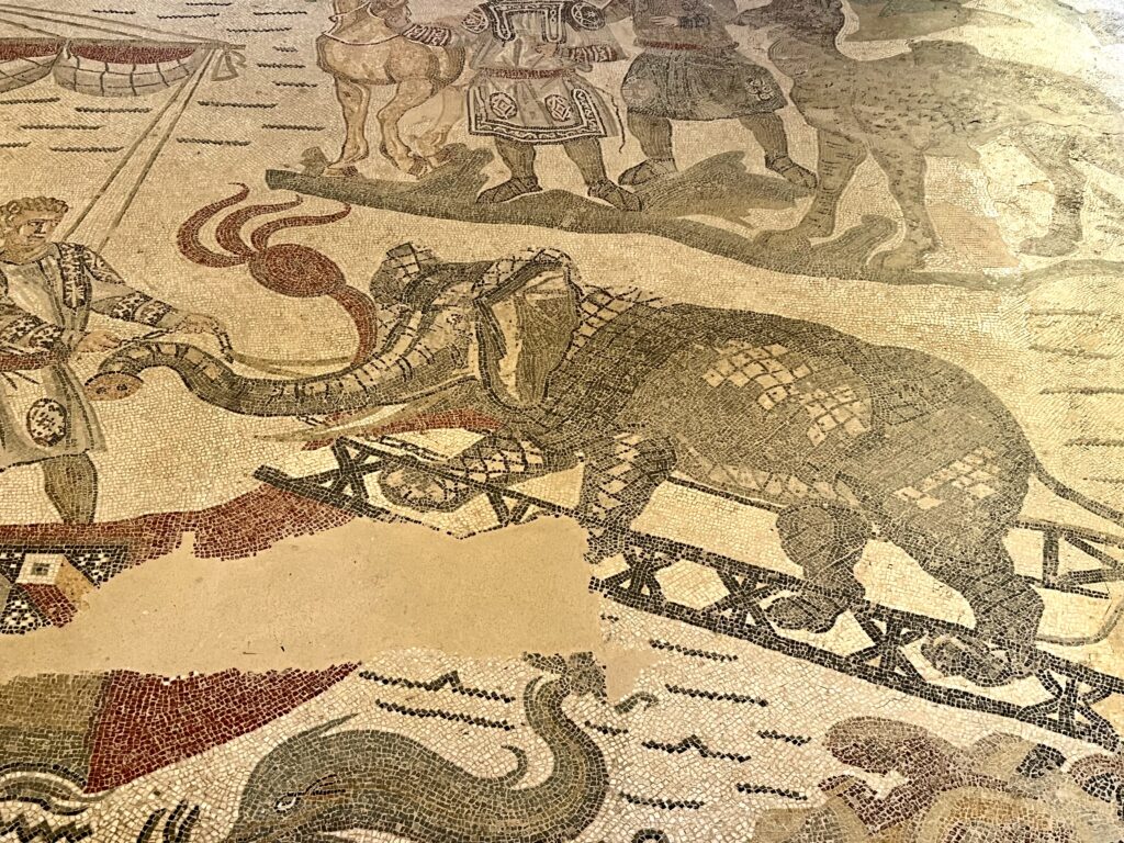 elephant mosaic in the Ambulatory of the Great Hunt