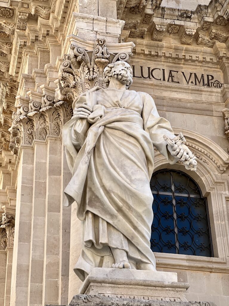 sculpture of St. Paul on Syracuse Cathedral