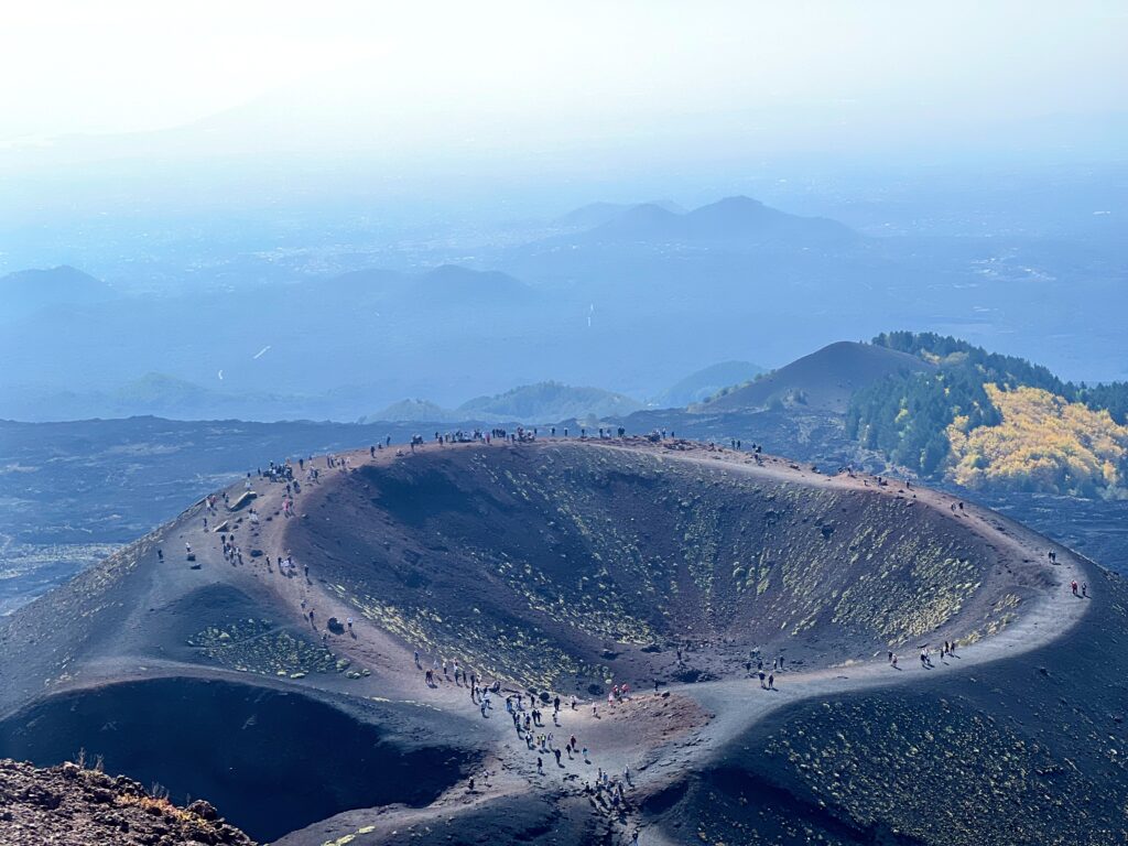 the lower crater on Mt. Etna