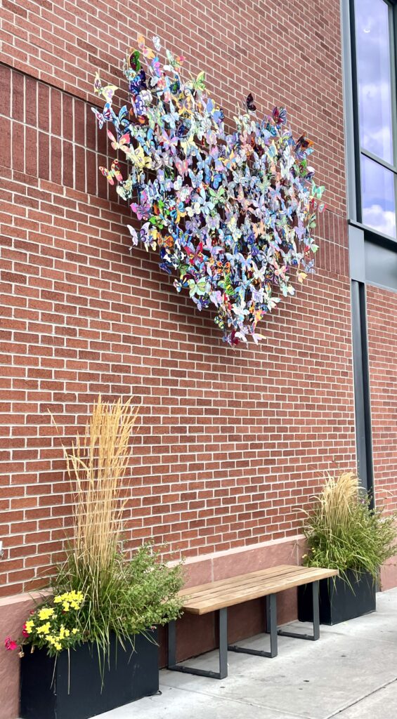 heart sculpture made of butterflies