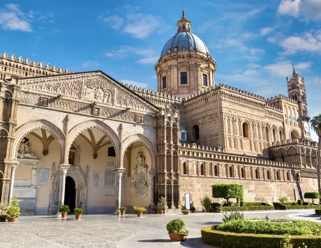 beautiful entry portal to Palermo Cathedral