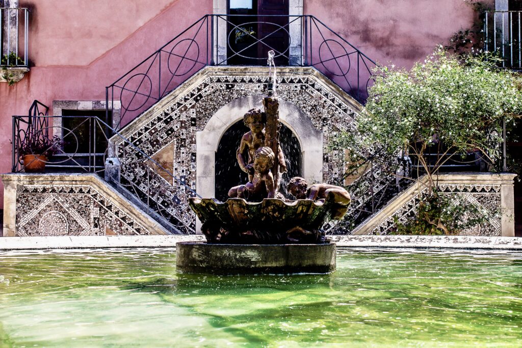 Fountain of Villa Landolina inside the Paolo Orsi Archaeological Museum 