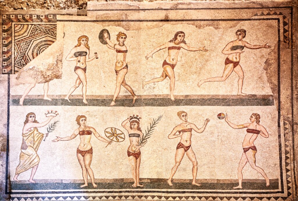 mosaic of the Bikini Girls in Villa Romano del Casale