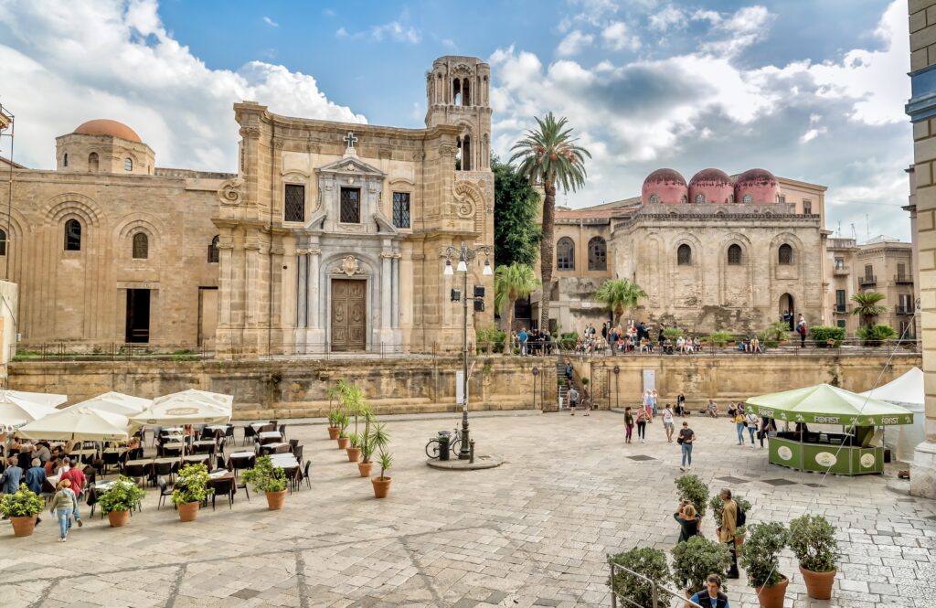 Piazza Bellini with a view of Martorana and San Cataldo churches 