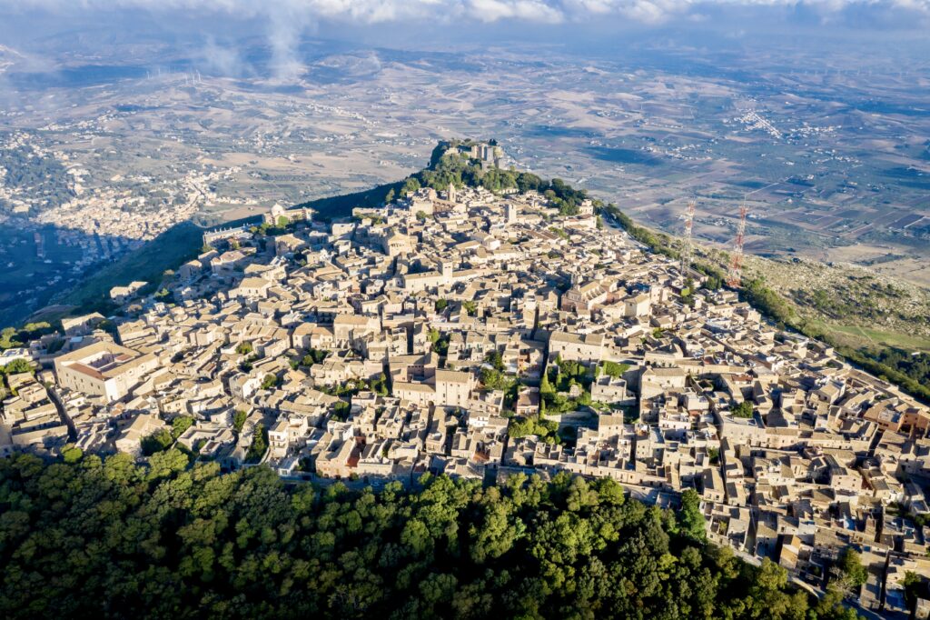 aerial view of Erice, a must visit town with 2 ays in Trapani