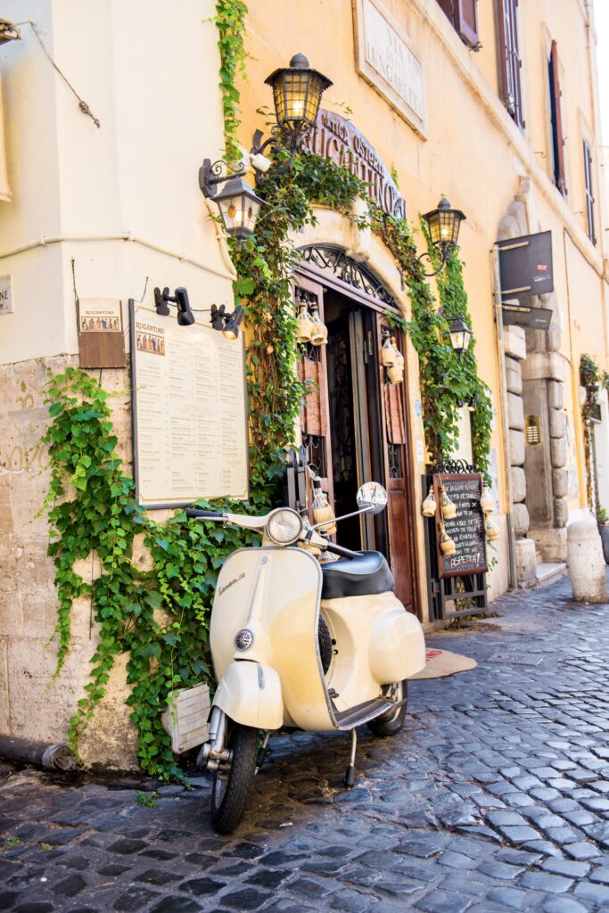 Romantic street in the Trastevere neighborhood