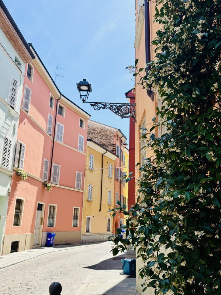 colorful street in Parma
