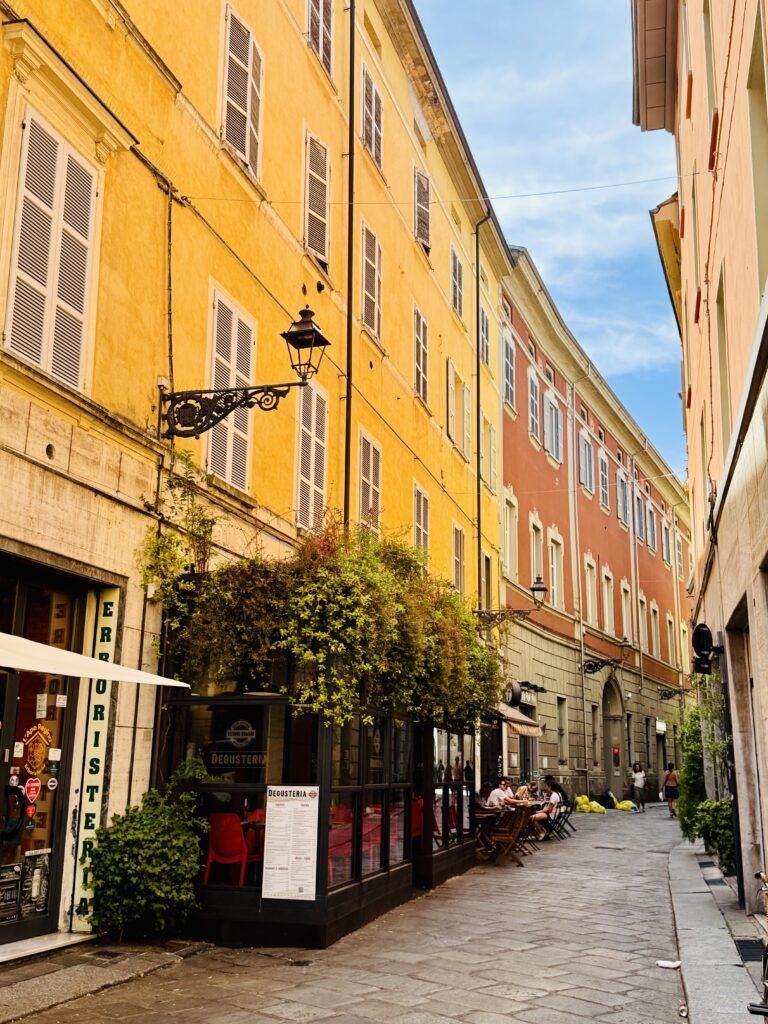 colorful street in Parma