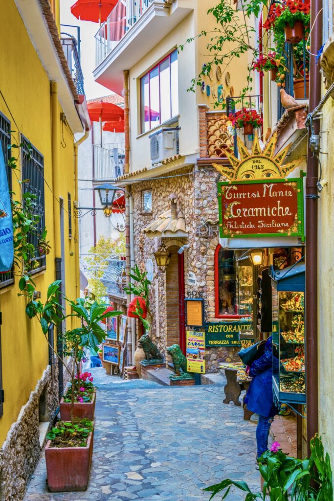 a narrow street in Castelmola