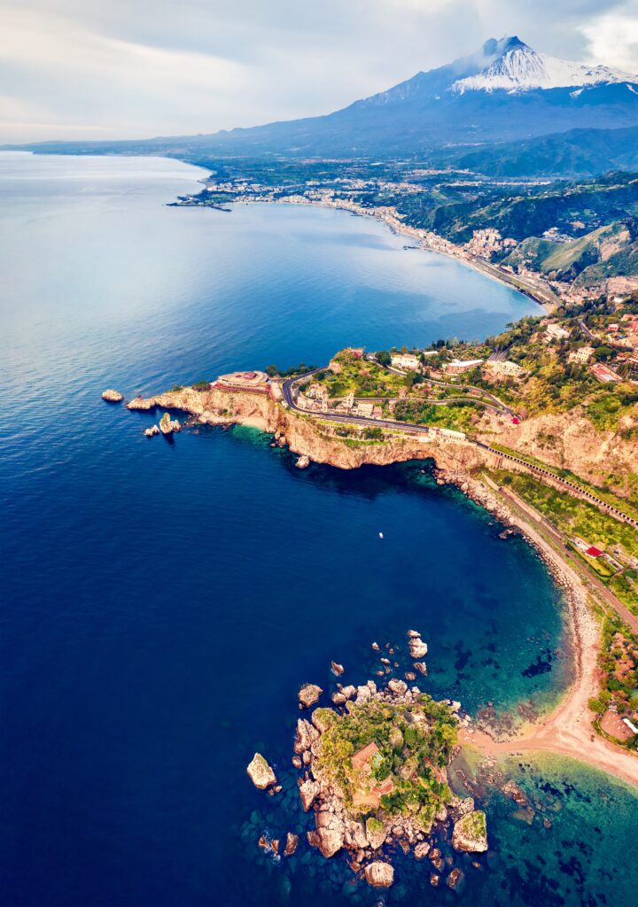 aerial view of Taormina