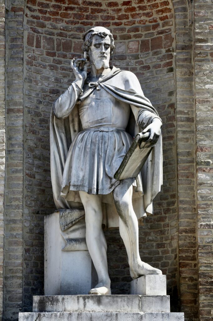 statue of Correggio by Agostino Ferrarini in Garibaldi Square
