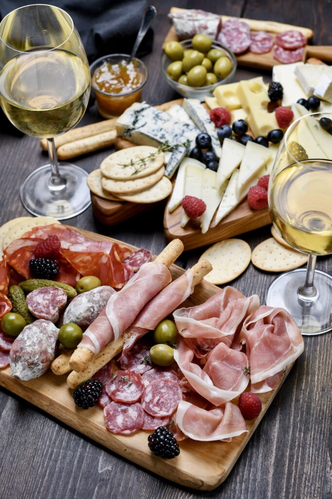 typical charcuterie boards 