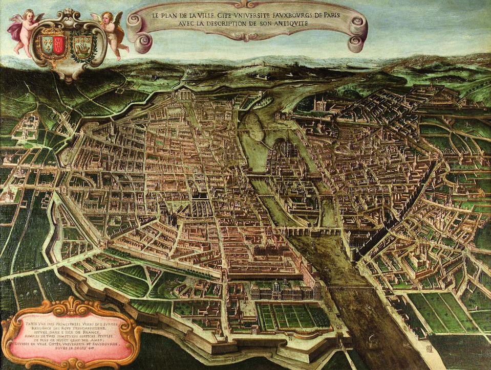 17th century map of Paris by Italian artist Giovanni-Maria Tamburini