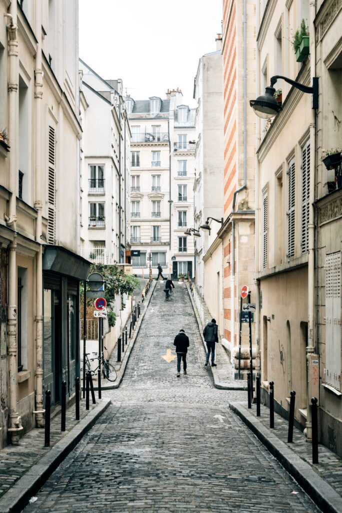 cobblestone street in Montmartre