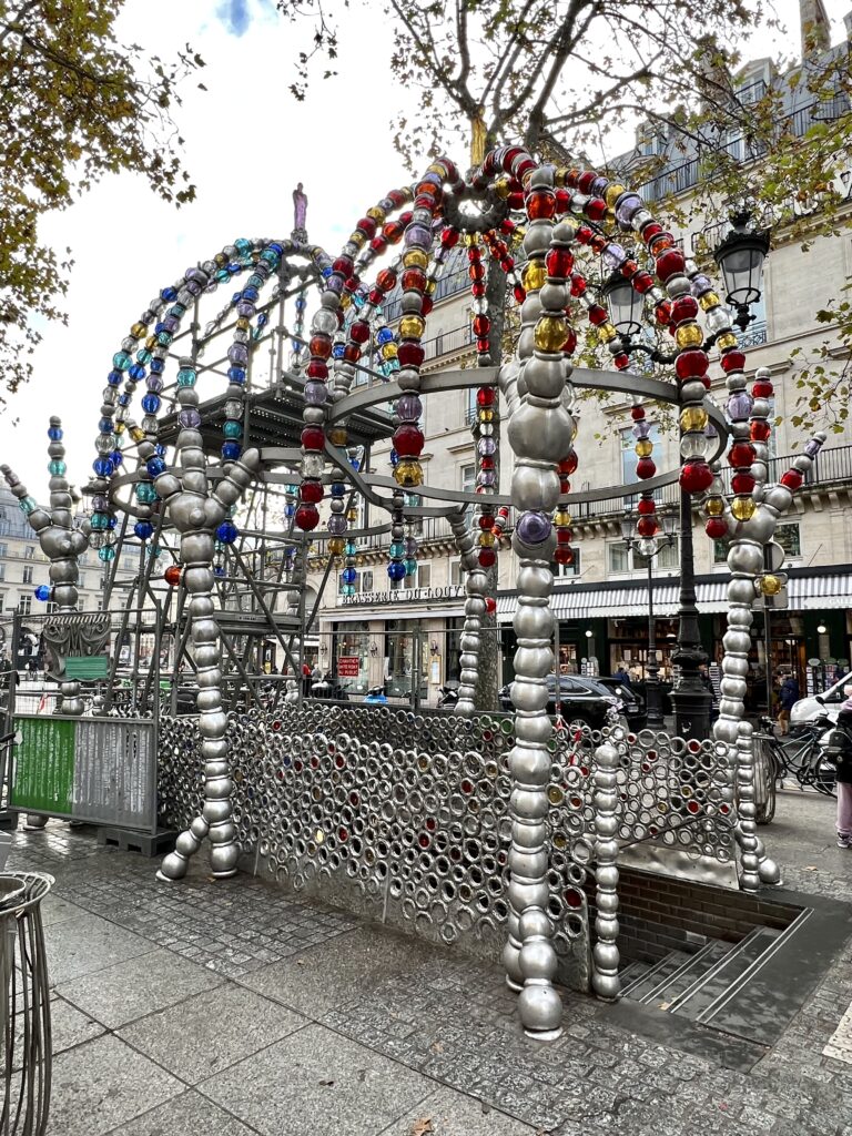 Palais-Royal metro stop, designed by Jean-Michel Othoniel in a controversial style