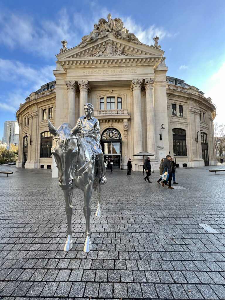Charles Ray's Horse and Rider sculpture in front of the Bourse de Commerce
