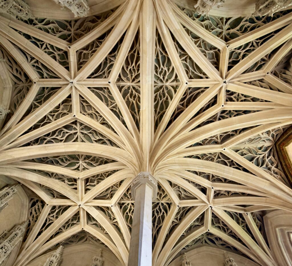 ornate ceiling of the Cluny chapel