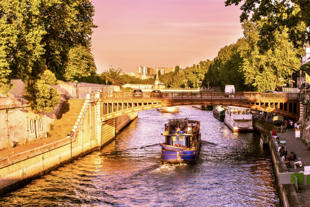 boat cruising on the Seine River