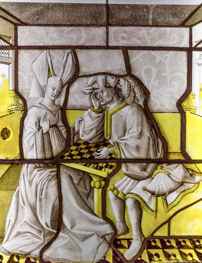 Chess Players in a stained glass window