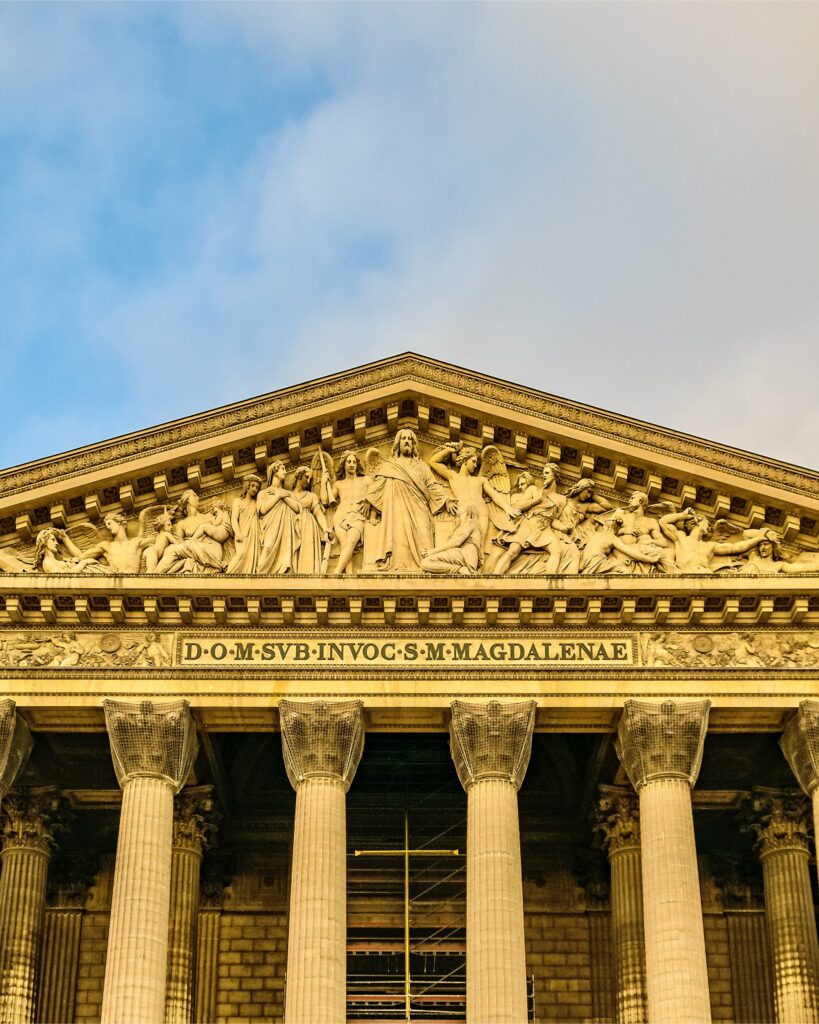 triangular pediment on the facade