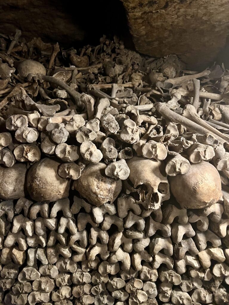 skull and bones in the Catacombs