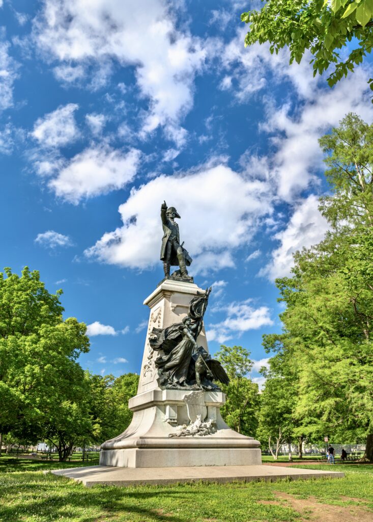 statue in Lafayette Square behind the White House