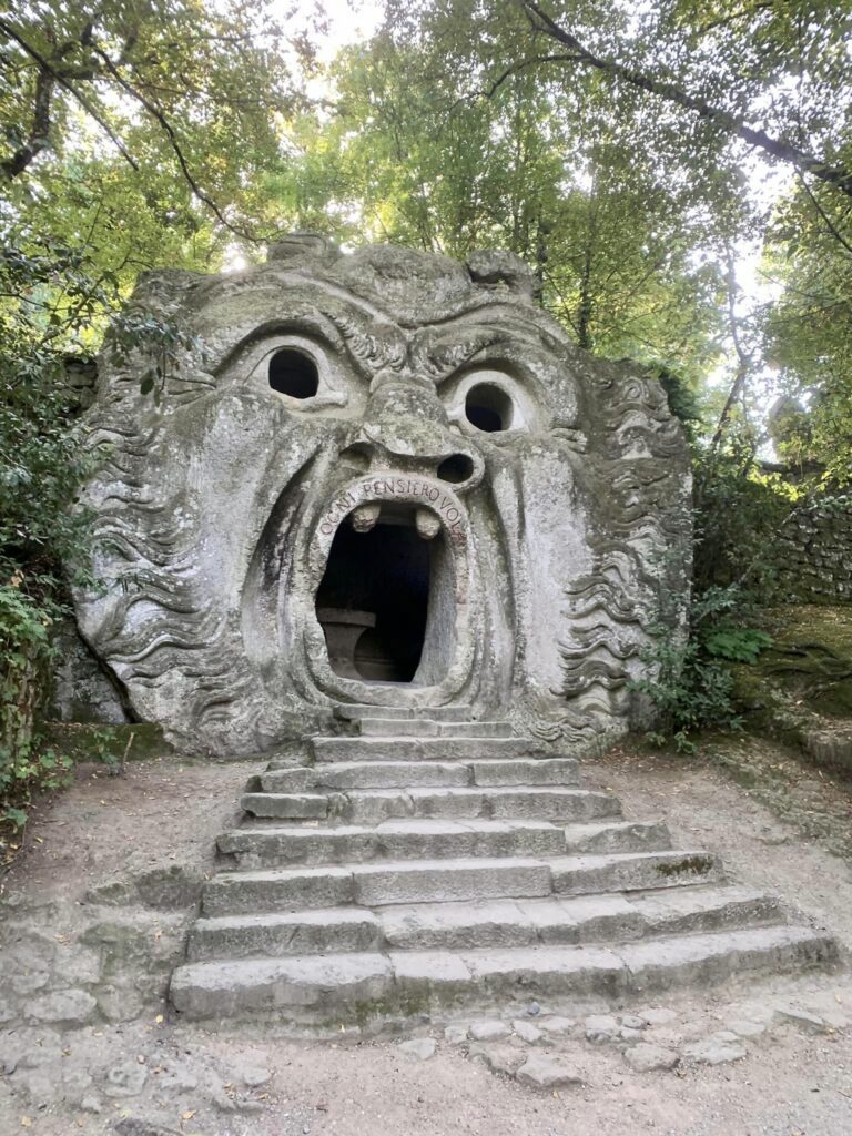 Orcus Mouth sculpture in the Sacred Park of Bomarzo