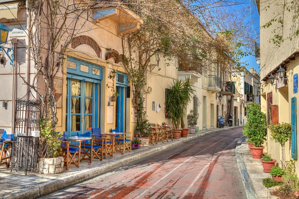 colorful houses in Plaka