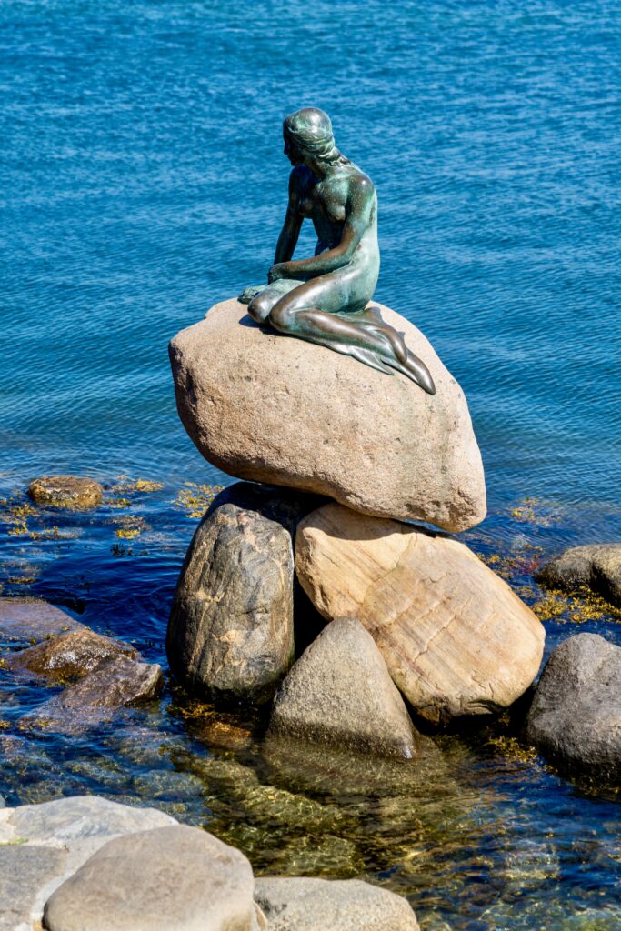 the Little Mermaid statue on the Langelinie Promenade
