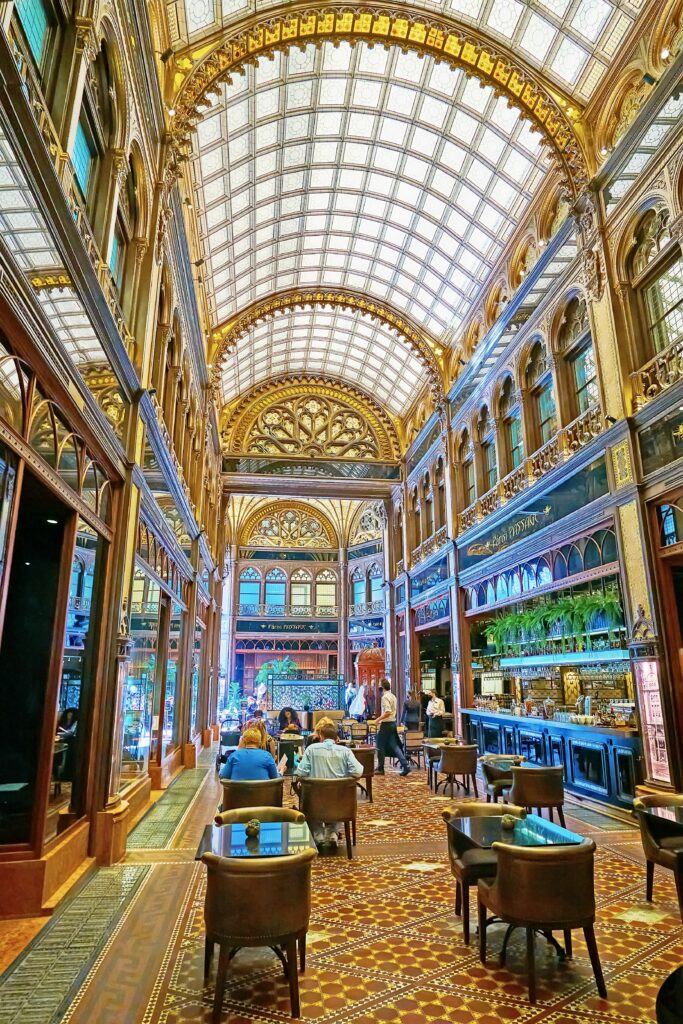 Art Nouveau shopping arcade and restaurant of the Parisi Udvar