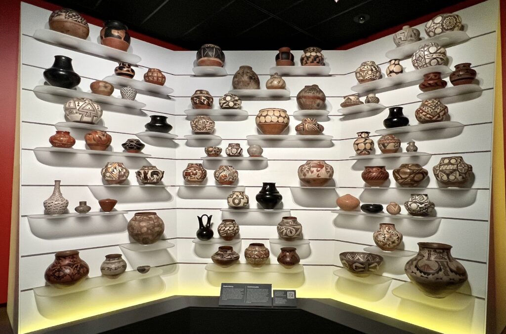 exhibit of Pueblo pottery