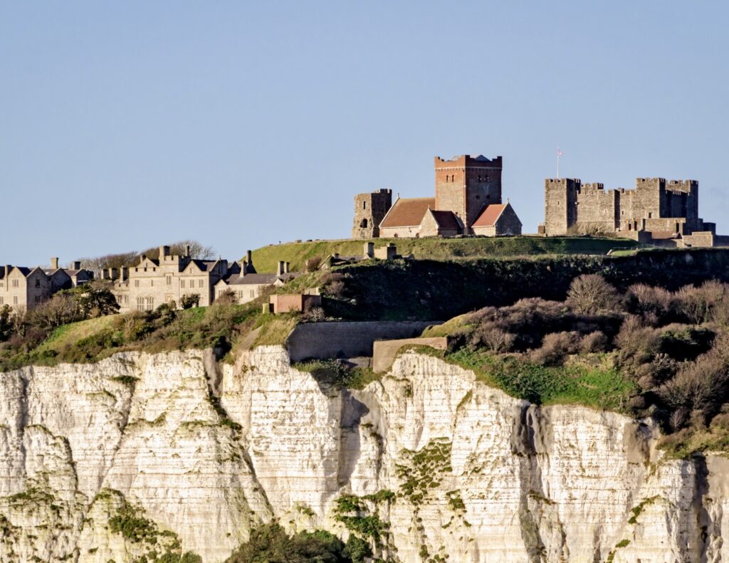 the white cliffs of Dover and Dover Castle